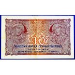 Czechoslovakia - 1927  10 Koruna, Grade GVF.  Narodna Banka.