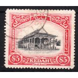 Malaya (Kedah) - 1912 5 dollars Black & Red  Ref SG14, fine used.  Cat £170.