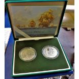 Great Britain - 2005 Silver Proof Piedfort Set (2)  Nelson & Trafalgar Two Coin Set.  Ref S. PS4615.