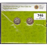 Great Britain - 2013 £1 Coin (2) Royal Mint Set Folder  2x£1 England and Wales, Refs S4720/S4721.