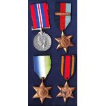 British WWII Atlantic Star group of four including: The 1939 - 1945 Star with Bomber Command