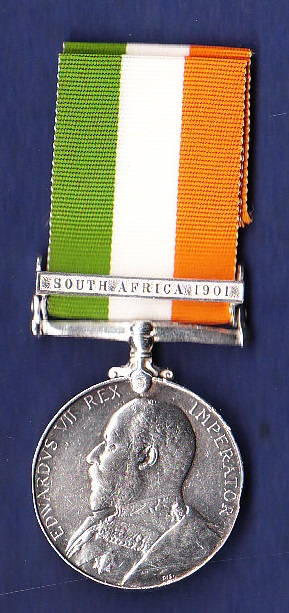 Kings South Africa medal with one clasp (South Africa 1901) Replacement, named to Troop F.G. Heckler