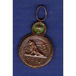 1914 Yser medal. Bronze with green enamelled suspension. Awarded to those who resisted the German