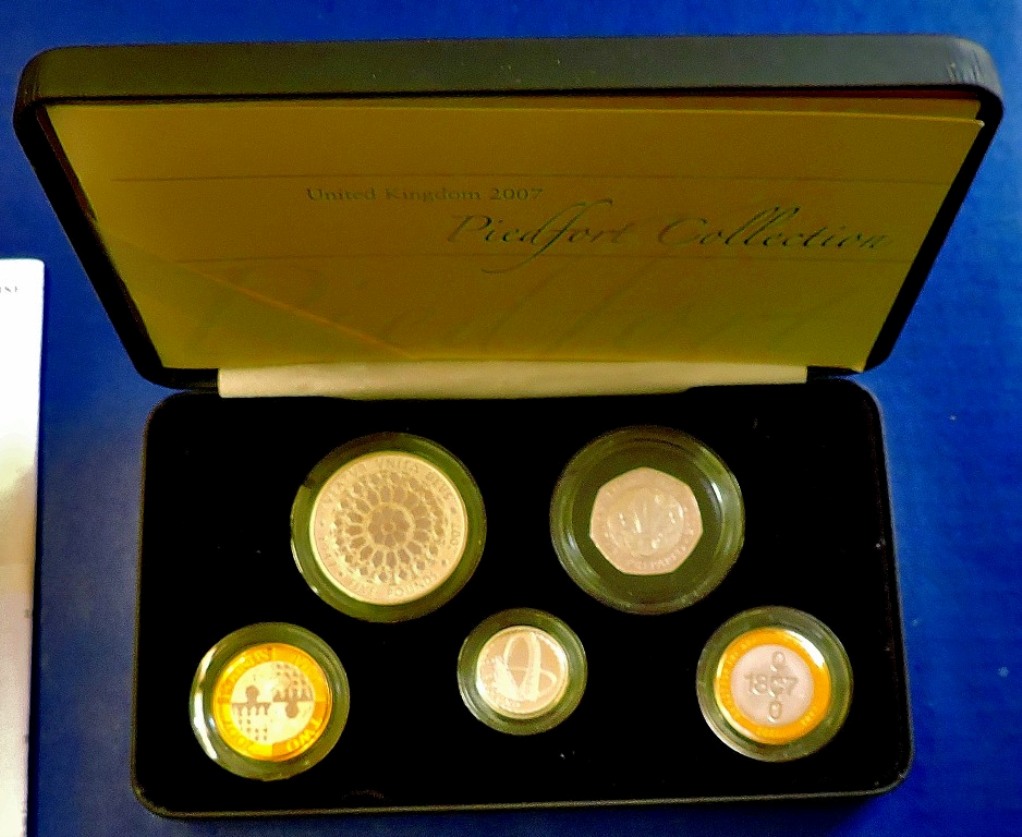 Great Britain - 2007 United Kingdom Silver Proof Piedfort Set (5)  Ref PS524, Royal Mint case and