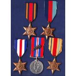 British WWII Burma Star Group of five, includes: 1939 - 1945 medal with mention in the despatches,