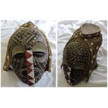 African Kuba Mask  Artistically made with beads and shells.  Stunning helmet mask.