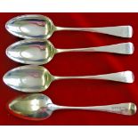 Silver Spoons (4)  Three London 1800; One London 1832.  Approx 250 grams in weight.