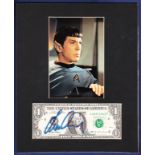 Leonard Nimoy autograph in ink on a Dollar Banknote.