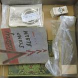 Mixed Lot  With 'Rowland Hill' and 'Victory' vintage juvenile stamp albums, bundles of mixed