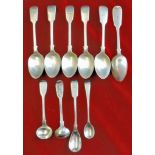 Silver Spoons (10)  Mustard Spoons (4) - One Silver Plate, Two London 1836, One London 1797; Tea