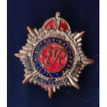 WWI Royal Army Service Corps sweetheart badge, made from silver with blue and red enamel.
