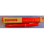 Osmiroid '65' c1950's Cherry Red with chrome trim with clear barrel imprint lever-fillers with
