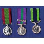 British Miniature medals including: The Afghanistan Medal 1878, India General Service Medal and 1919