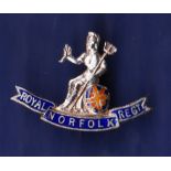 WWI Royal Norfolk Regiment Silver and enamel sweetheart badge, excellent quality and a scarce