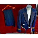 RAF Flight Lieutenant's Mess Dress Uniform, jacket, waistcoat and trousers.  QEC gilt buttons, gold