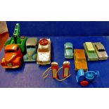 Toys - Corgi, Dinky & Lesney (7) With petrol pumps and cement mixer. All play worn.
