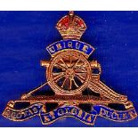 Royal Artillery Sweetheart badge, Brass construction with red and blue enamel. KC