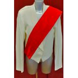 1960's Artillery Tropical Mess Dress uniform jacket White linen and Silk lined with red cummerbund