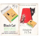 Carreras 1934 Black Cat  Calendar, VG.  Scarce 1/1.