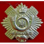 WWI Scottish Highland Light Infantry Glengarry cap badge, in white metal. In immaculate condition.