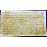 Jamaica - 1807 Jamaica Bond  (For £6,474 - 14/-) to Lord Arden 'received on account of Extraordinary