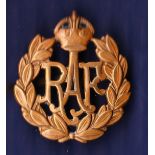 WWII RAF Cap badge, brass construction with KC. Slightly worn with a good patina.