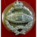 WWII Tank Corps Cap badge 'Fear Naught' in white metal. KC.