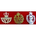 British Cap badges (3) Including; Indian Air Force Warrant Officers Cap badge, QEC, WWII Royal Air