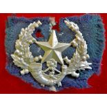 WWI Cameroonians (Scottish Rifles) Cap Badge with part of the original Tartan cloth backing.