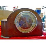 Clock - Post War  Utility Oak Mantle clock.  In need of restoration.