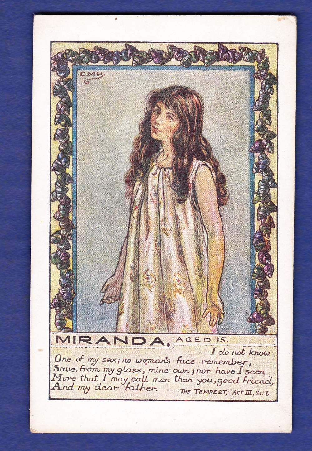 Miranda  (Art).  Artist C.M.R., Printer C.W.Faulkner.
