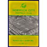 Norwich City Football Programme - 1959 (Sat. 24 Jan)  Norwich City v Cardiff City.  F.A. Cup 4th