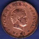 India Portuguese - 1901 Half Tanga  Ref KM16, Grade GVF (historical polishing).