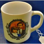 Prince of Wales and Lady Diana Souvenir Mug  Marriage 29th July 1981.  Nice item.