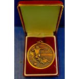 Medal - Football  A classic sculptured football medal by C. O'Brien, 55mm, inscribed Rev.