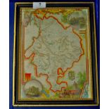 Map (Antique) Huntingdonshire  With 4 cartouches 22 x 28 cm.  Nice item.