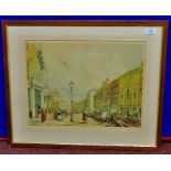 Print - Delightful coloured print of scene  Piccadilly from Old Bond Street, London.  Lots of