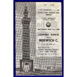 Grimsby Town Football Programme - 1959 (Sat. 31 Oct)  Grimsby Town v Norwich City.  Good.