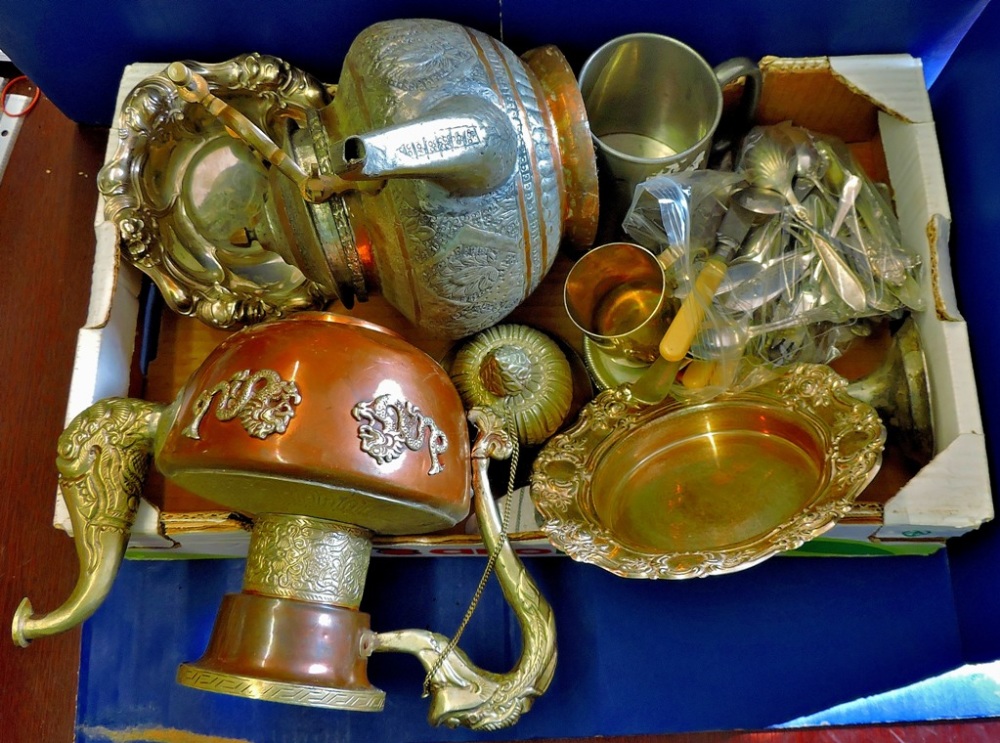 Collection of Silver-plate  Including pewter and brass.