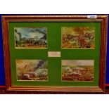 Waterloo - Four prints depicting scenes from the battle. Framed together in a single frame.  Nice