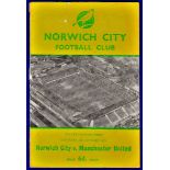 Norwich City Football Programme - 1959 (Sat. 10 Jan)  Norwich City v Manchester United.  F.A. Cup