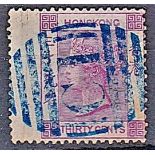 Hong Kong - 1863-1871 30 Cents Mauve  Used with full 'C1' Lawton duplex in Blue SG Z144.  Superb