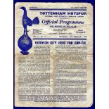 Tottenham Hotspur Official Football Programme - 1959 (Wed. 14 Feb)  Tottenham Hotspur v Norwich