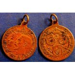 Small bronze commemorative medal - Obverse:- King George V and Queen Mary I, uncrowned, facing left.