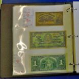 Banknotes - Foreign Album With Canada, Central African States, Ceylon, Chile, Columbia, Congo, Costa