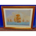 Print - Superb colour print of the First Fleet  Sailing from Portsmouth in 1787.  30" x 20".  Lovely