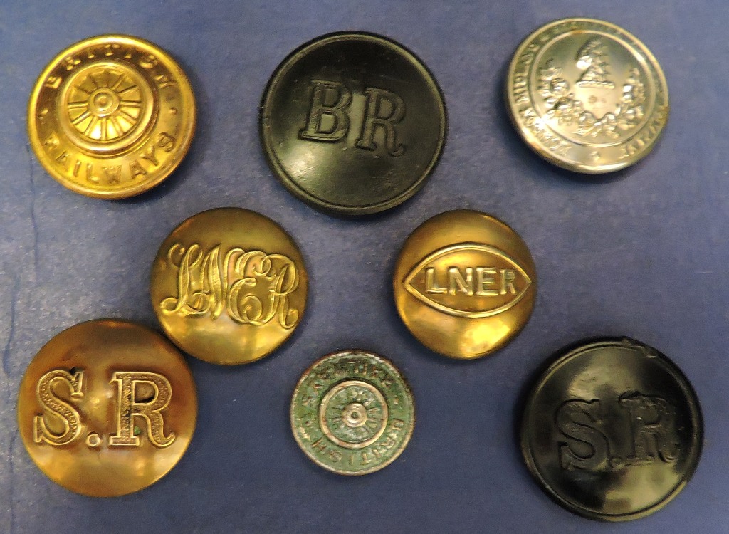 Railwayana - Railway Buttons (8) A small collection of brass, silver etc., original Railway