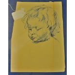 Pen & Ink Portrait - Of Child's head with necklace  On paper with 3 rough sketches on reverse fold.