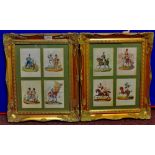 Napoleonic Period Uniforms (8) Prints in two frames including: Sixth E. Norfolk Inf, Rifleman, 1st