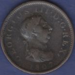 Great Britain Penny - 1807 King George III Ref S3780, Grade F.